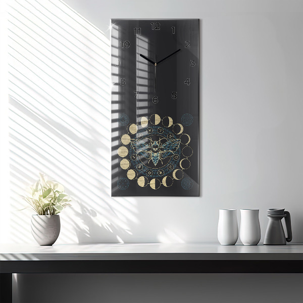 Vertical wall clock Moon Phases and Insect