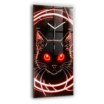 Vertical wall clock Cat with red eyes