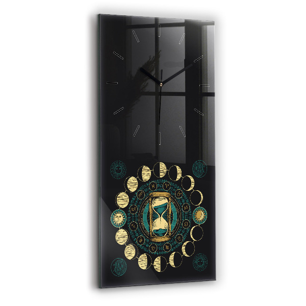 Vertical wall clock Moon phases and hourglass