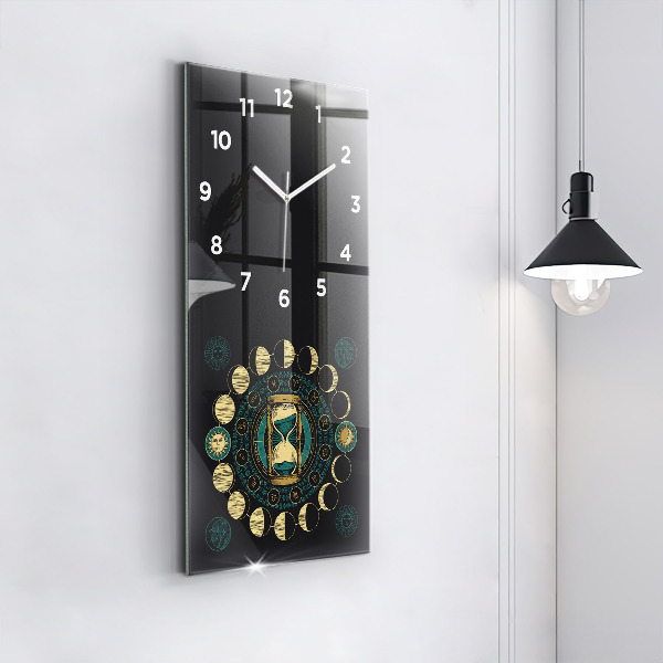 Vertical wall clock Moon phases and hourglass