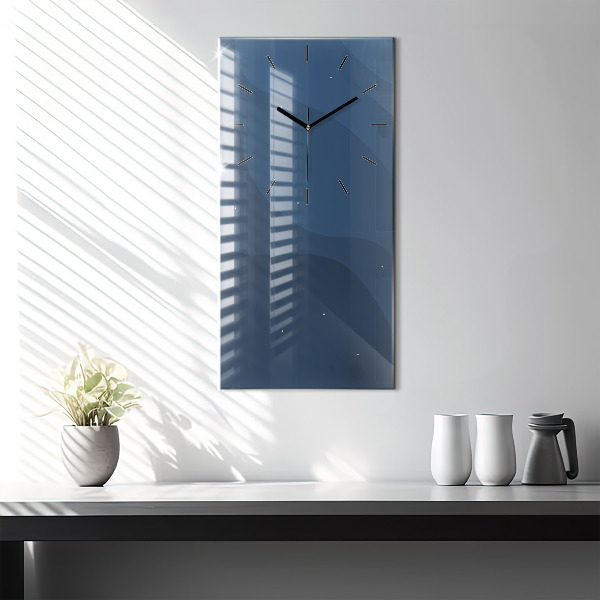 Vertical wall clock Blue waves