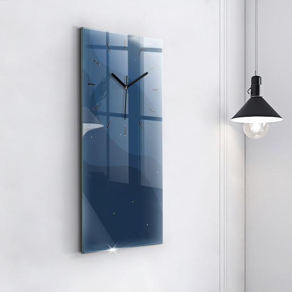 Vertical wall clock Blue waves