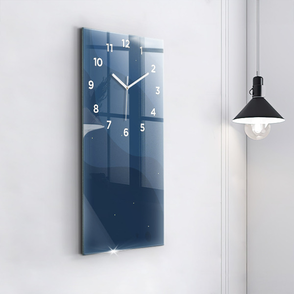 Vertical wall clock Blue waves