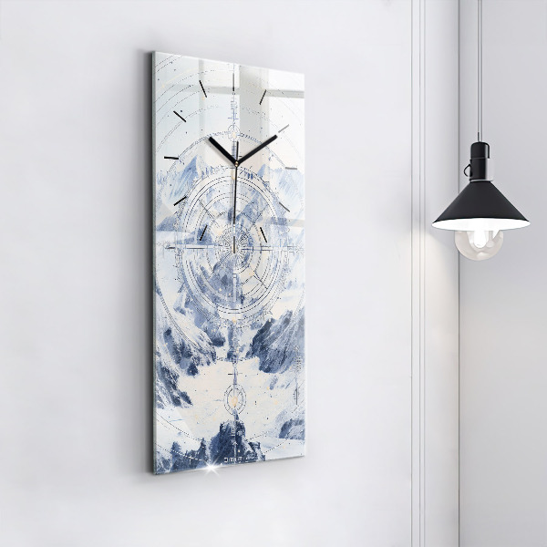 Vertical wall clock Blue drawings