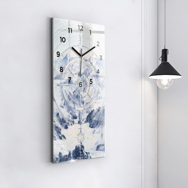 Vertical wall clock Blue drawings