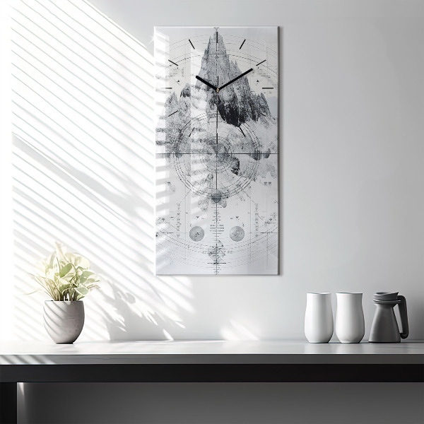 Vertical wall clock Cartoon mountains