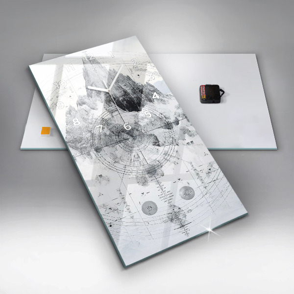 Vertical wall clock Cartoon mountains