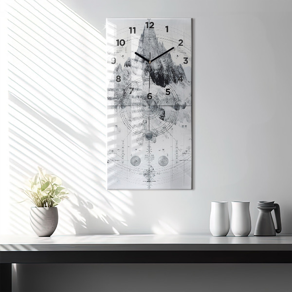 Vertical wall clock Cartoon mountains