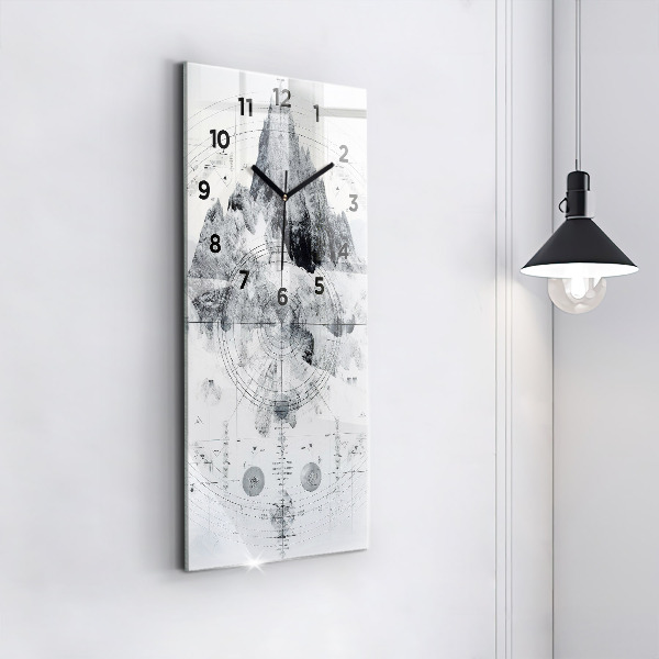 Vertical wall clock Cartoon mountains