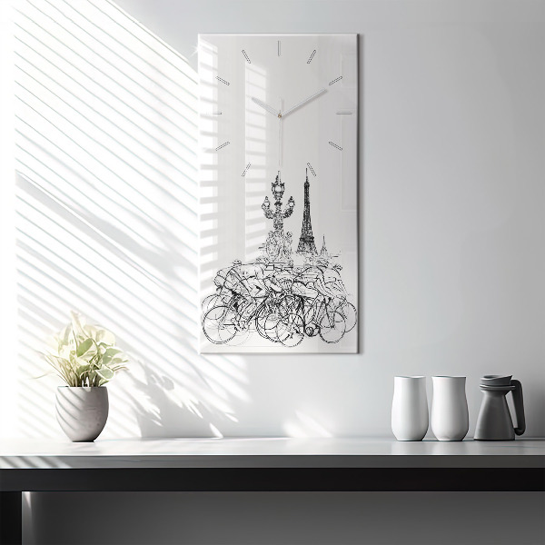 Vertical wall clock Cycling race drawing
