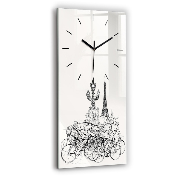 Vertical wall clock Cycling race drawing