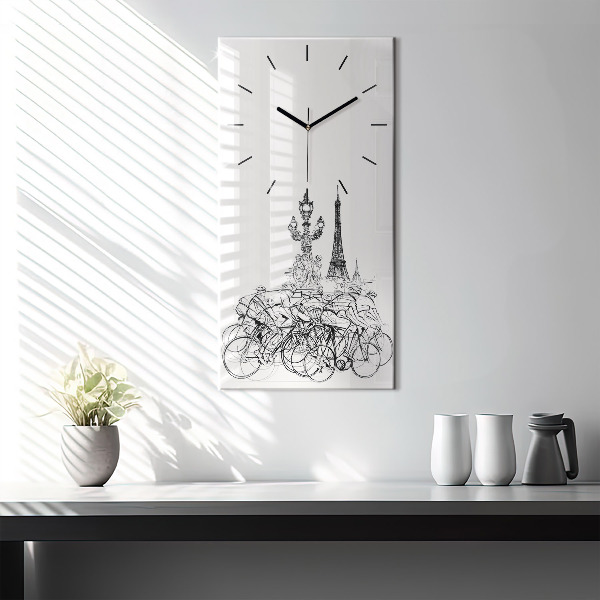 Vertical wall clock Cycling race drawing