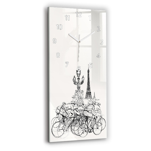 Vertical wall clock Cycling race drawing