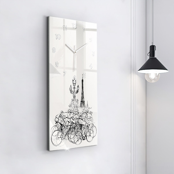 Vertical wall clock Cycling race drawing