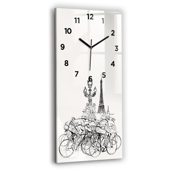 Vertical wall clock Cycling race drawing