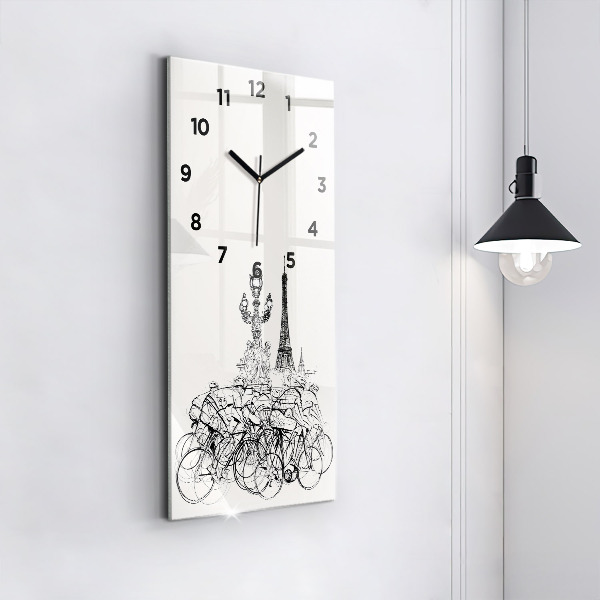 Vertical wall clock Cycling race drawing