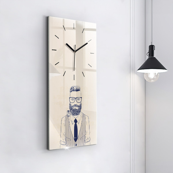 Vertical wall clock Man with a beard