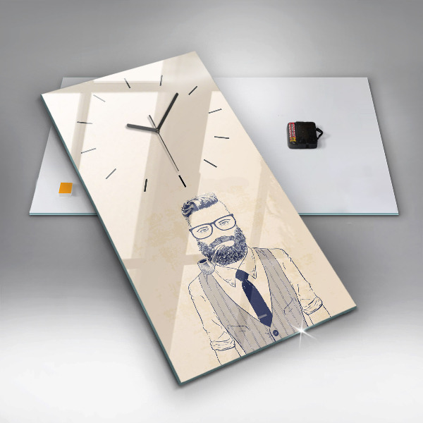 Vertical wall clock Man with a beard