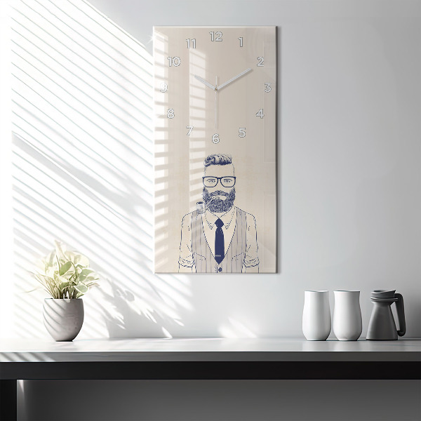 Vertical wall clock Man with a beard