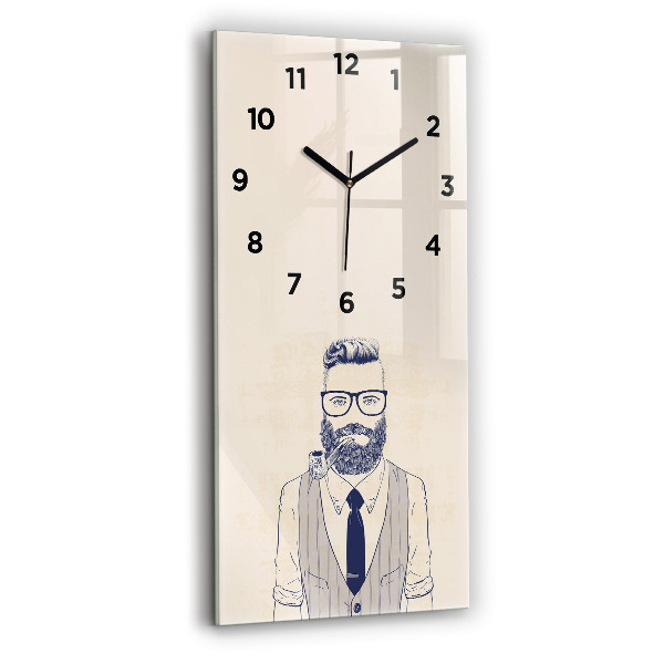 Vertical wall clock Man with a beard
