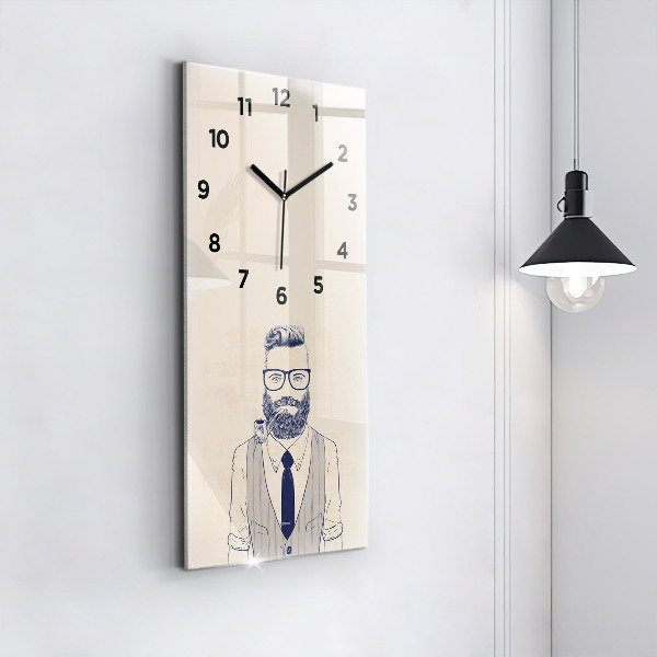 Vertical wall clock Man with a beard