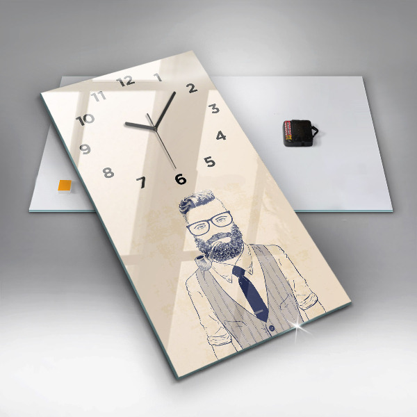 Vertical wall clock Man with a beard