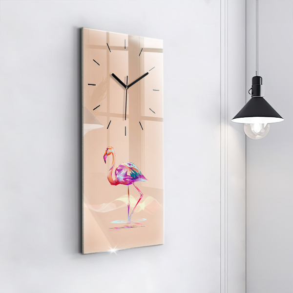 Vertical wall clock Flamingo illustration