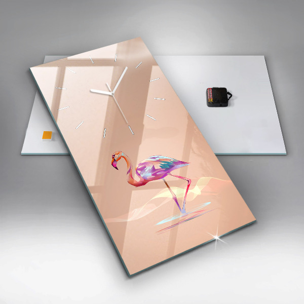 Vertical wall clock Flamingo illustration