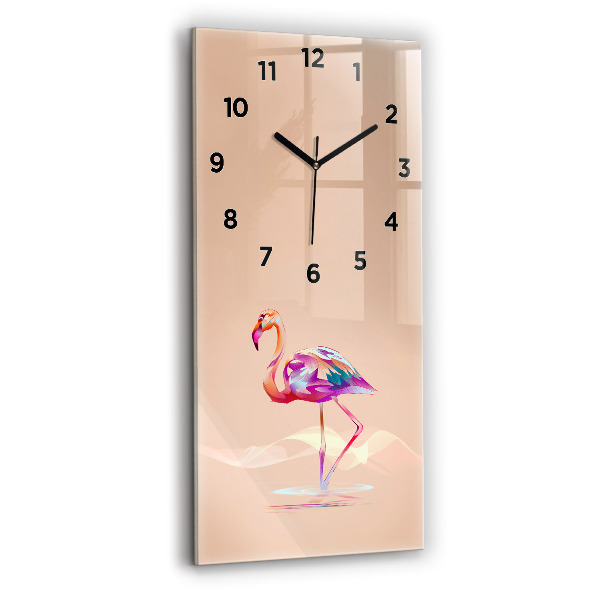Vertical wall clock Flamingo illustration