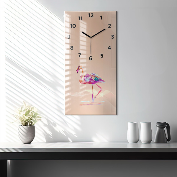 Vertical wall clock Flamingo illustration
