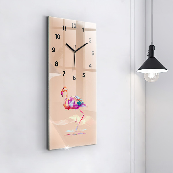 Vertical wall clock Flamingo illustration