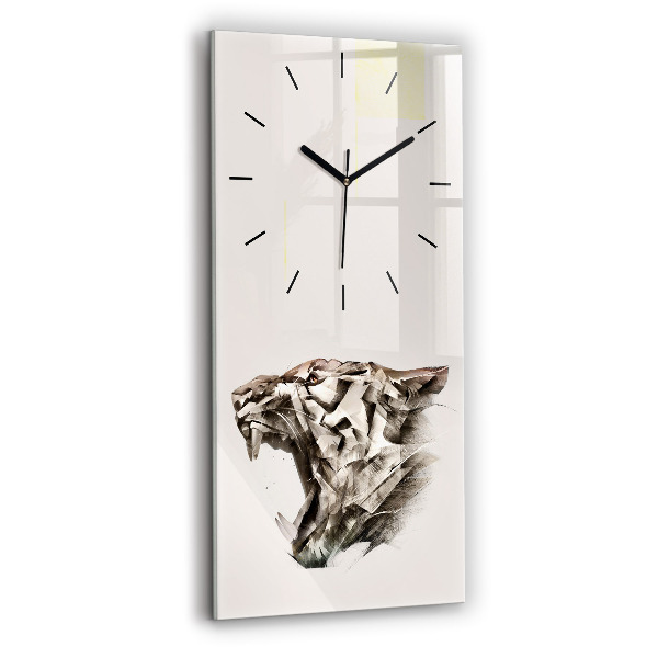 Vertical wall clock painted portrait of a tiger