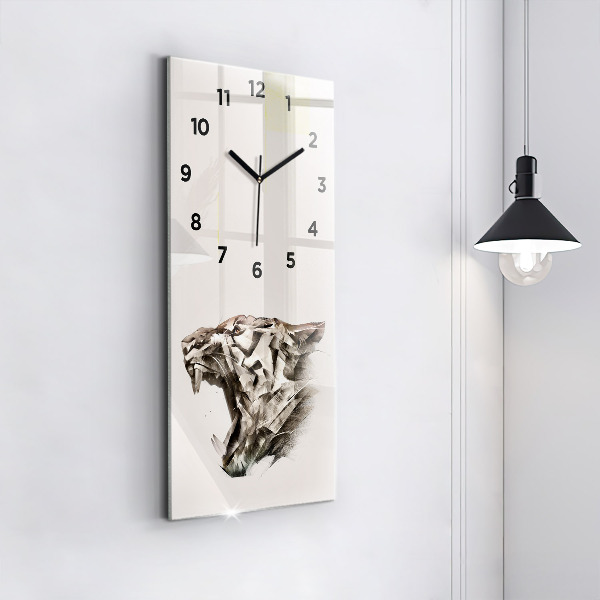 Vertical wall clock painted portrait of a tiger