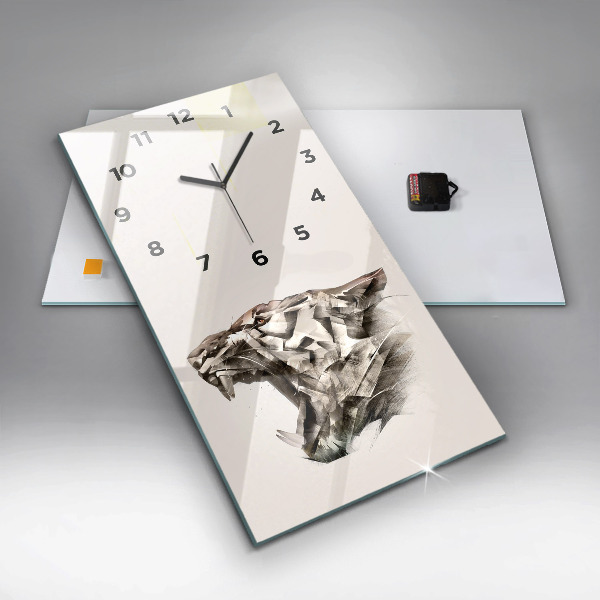 Vertical wall clock painted portrait of a tiger