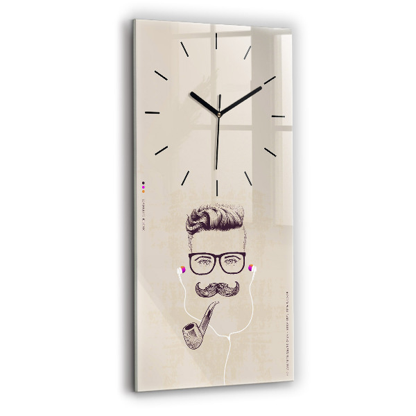 Vertical wall clock Man with a pipe