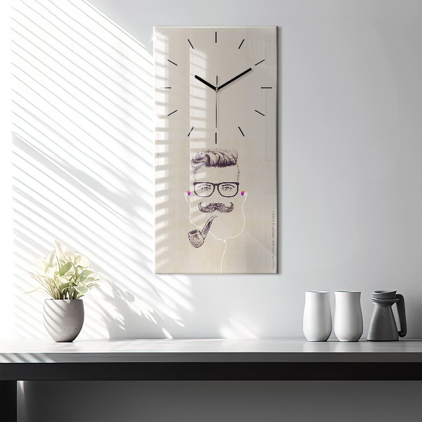 Vertical wall clock Man with a pipe