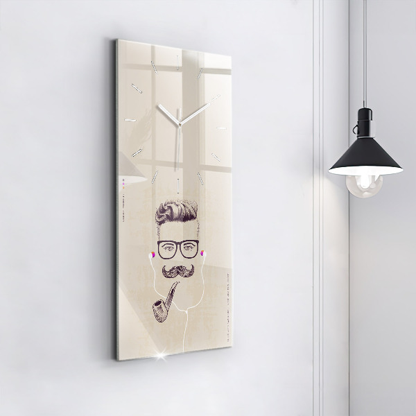 Vertical wall clock Man with a pipe