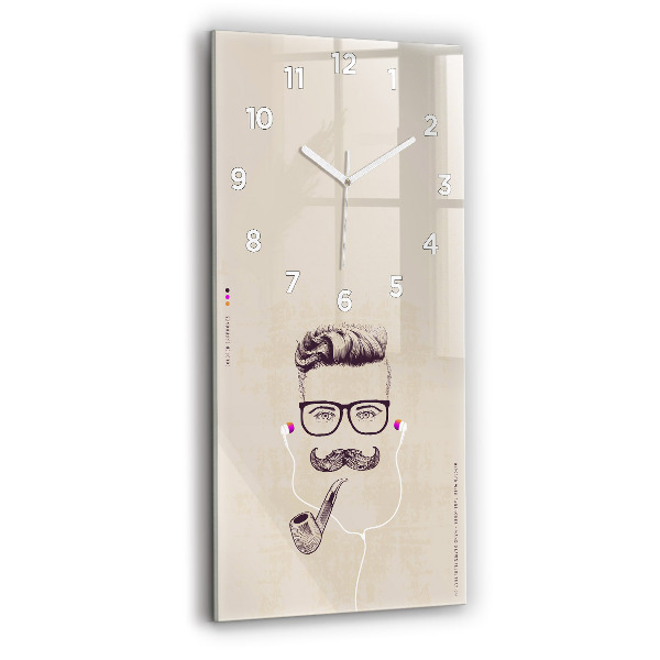 Vertical wall clock Man with a pipe