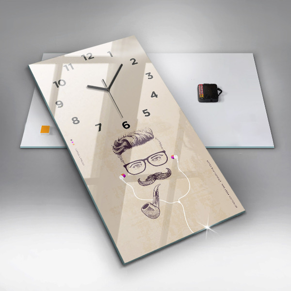 Vertical wall clock Man with a pipe