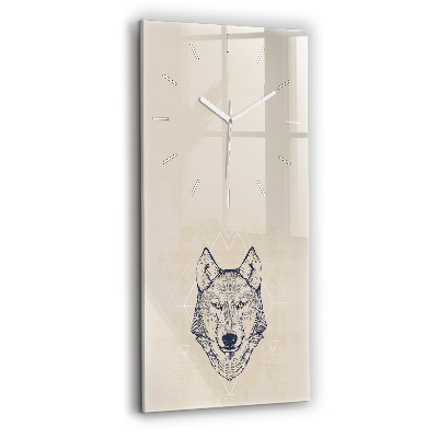 Vertical wall clock Wolf head