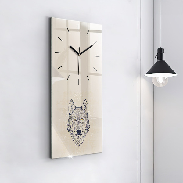 Vertical wall clock Wolf head