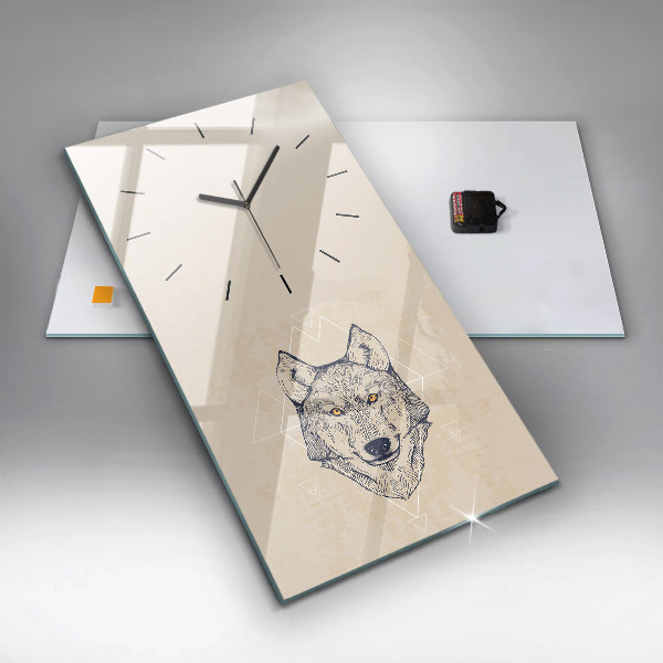 Vertical wall clock Wolf head