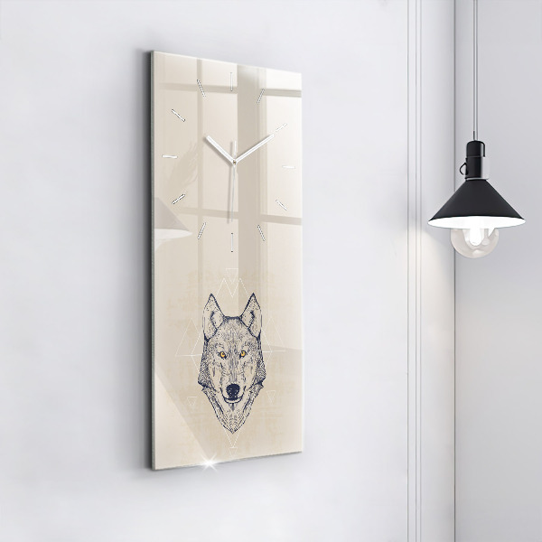 Vertical wall clock Wolf head