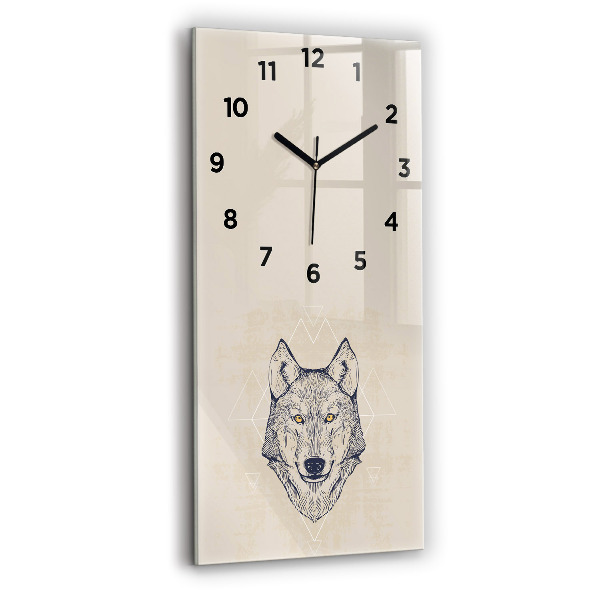 Vertical wall clock Wolf head