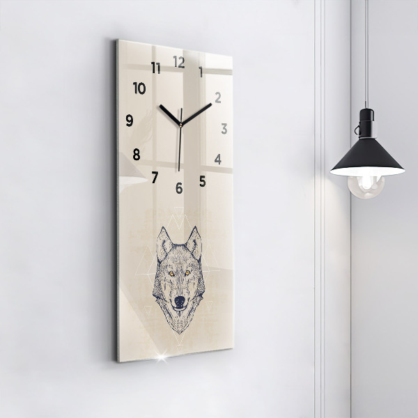 Vertical wall clock Wolf head
