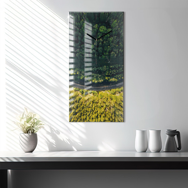 Vertical wall clock Forest from a bird's eye view