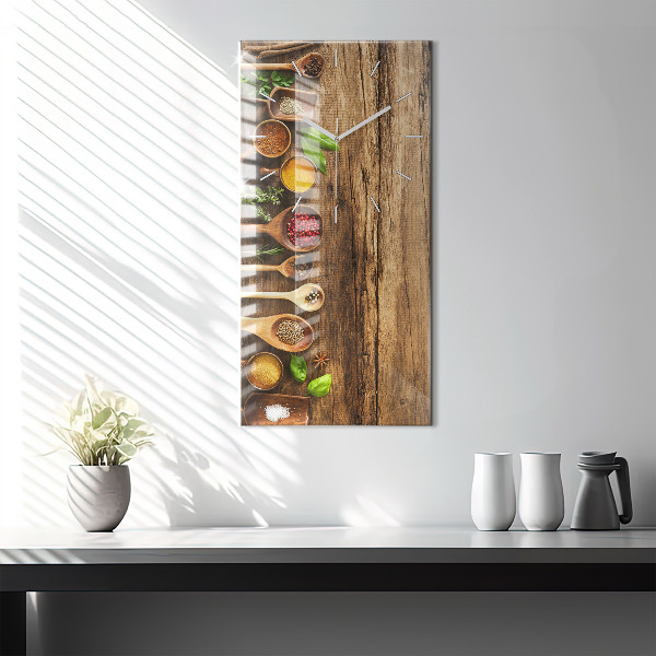 Vertical wall clock Spoons of spices