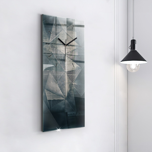 Vertical wall clock Metal abstract triangles