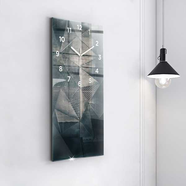 Vertical wall clock Metal abstract triangles