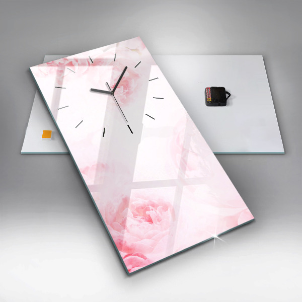 Vertical wall clock Blooming flowers